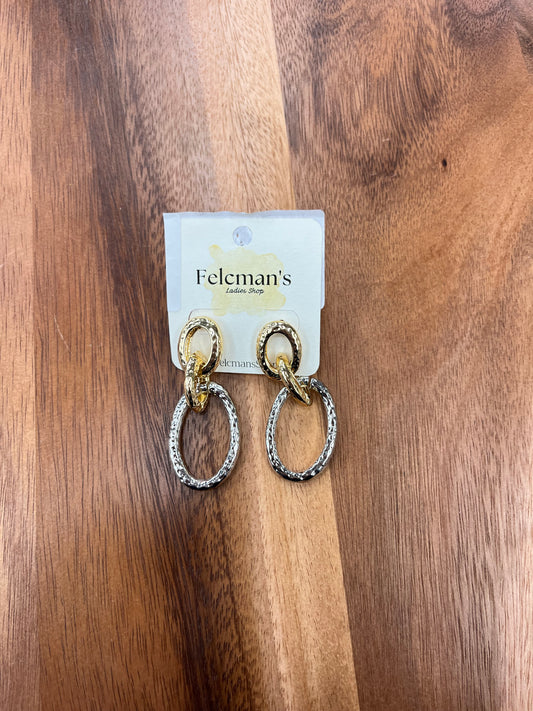 Gold & Silver Thick Textured Open Circle Hoops