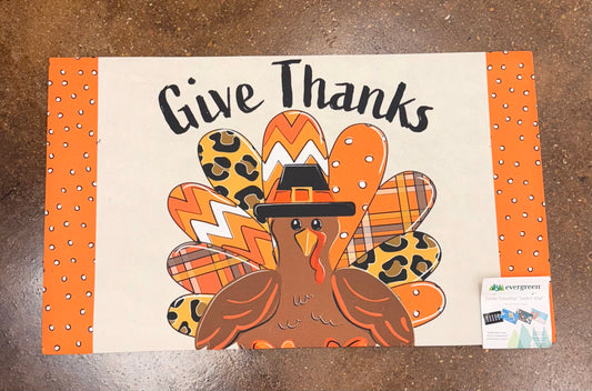 Give Thanks Patterned Turkey Switch Mat