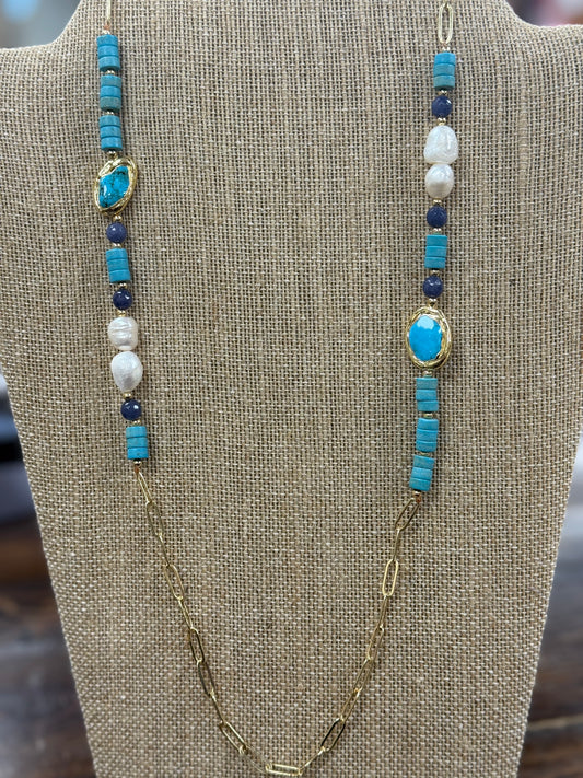 Pearl & Turquoise Stone Necklace