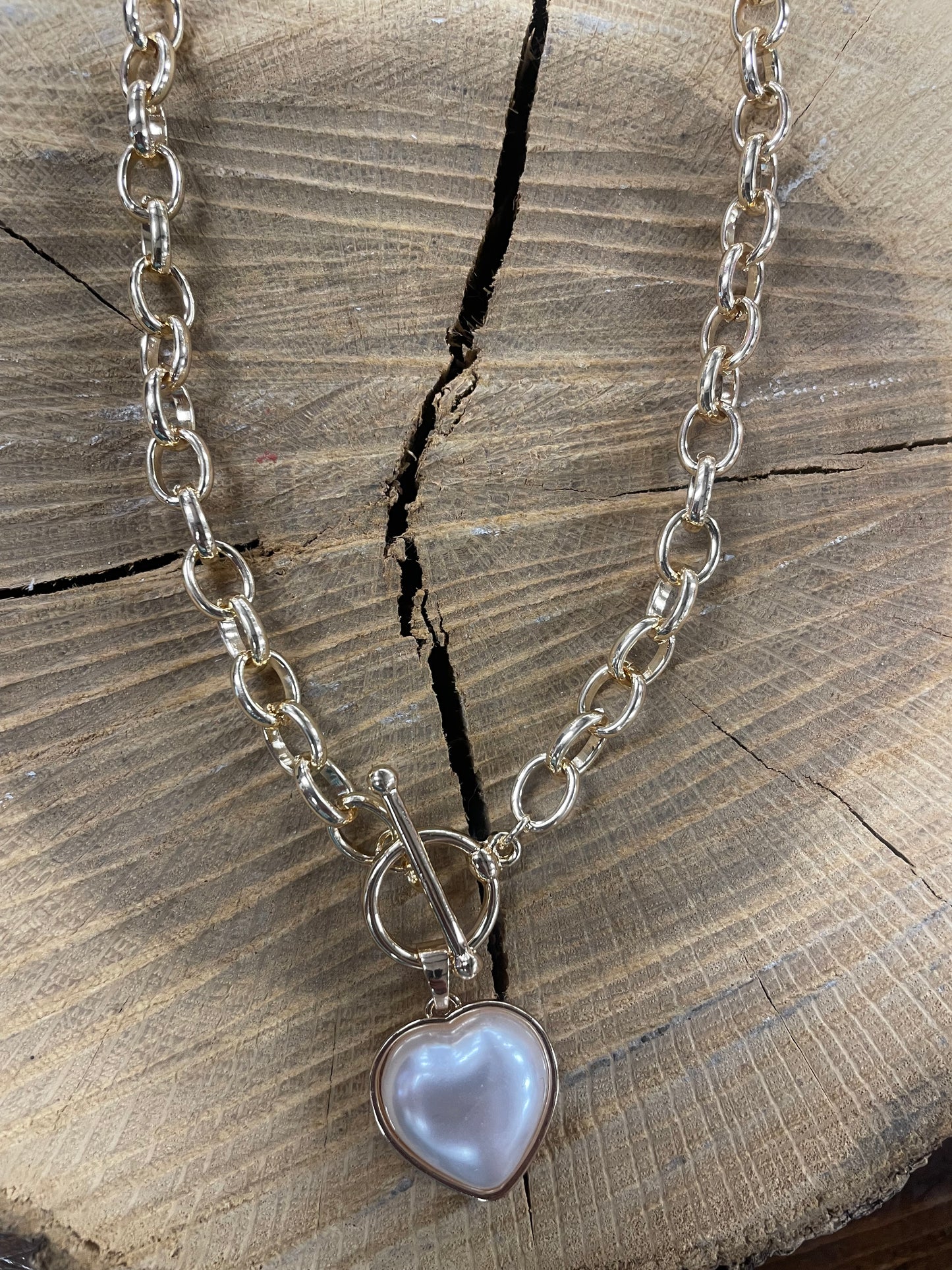 Gold Chain With Pearl Heart