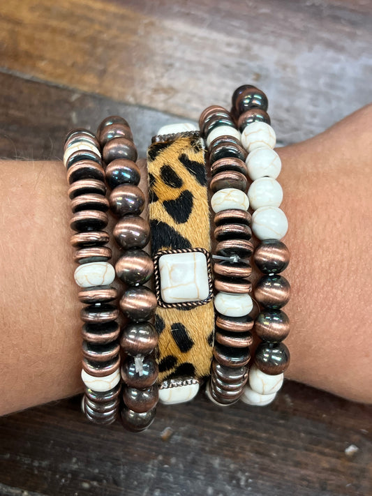 Bronze Leopard Stacked Bracelet Set