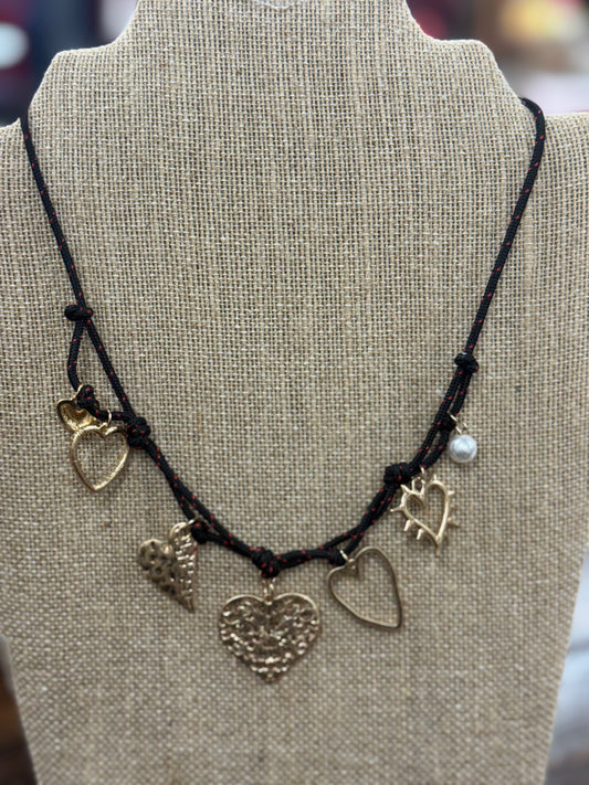 Black Rope Charm Necklace