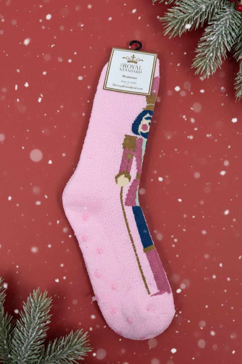Kids Plum Nutcracker Fuzzy Socks
