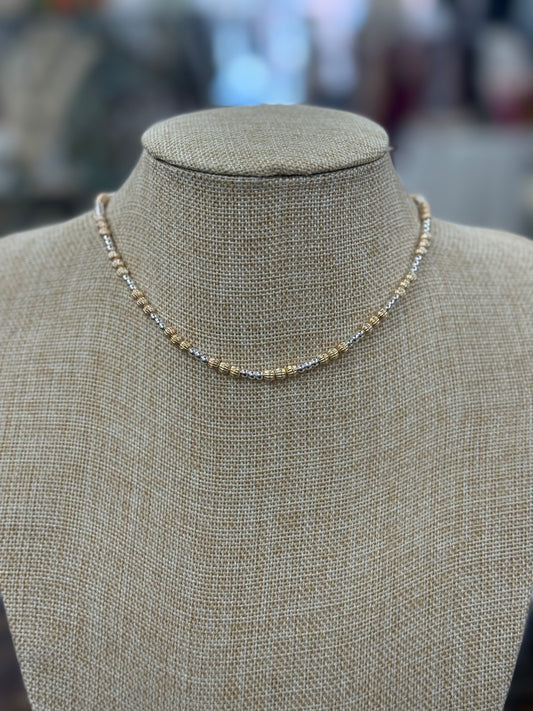 Water Resistant Gold and Silver Beaded Necklace