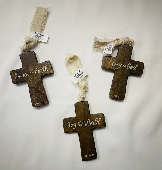 Wooden Cross Message Ornaments