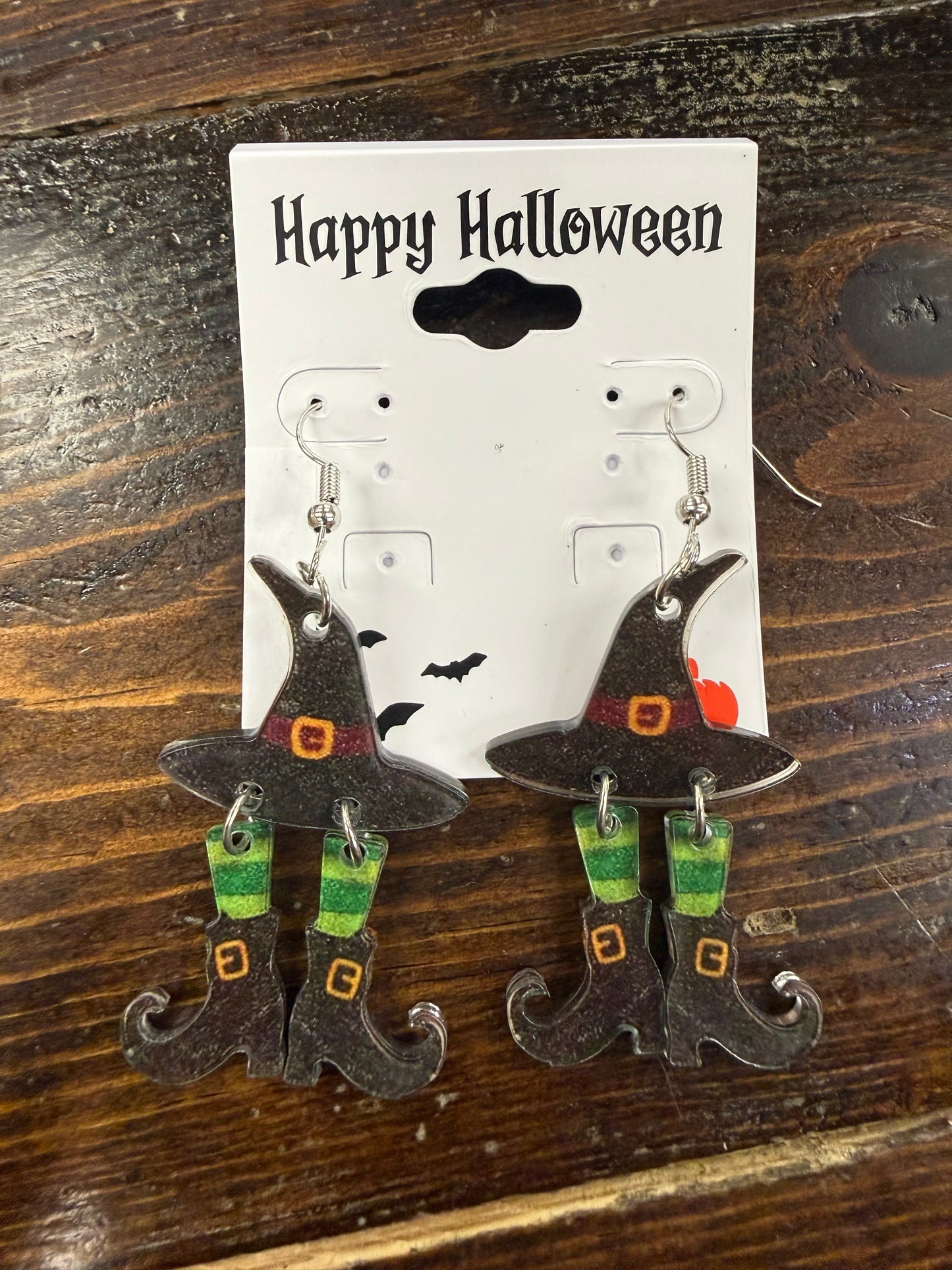 Witch Hat & Witch Leg Dangle Earrings