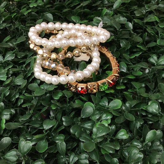 Pearl And Multi Colored Bracelets