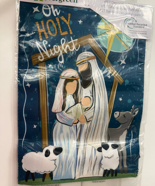 Oh Holy Night Burlap Garden Flag