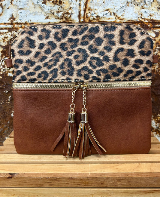 Two Toned Crossbody Leopard/Mustard