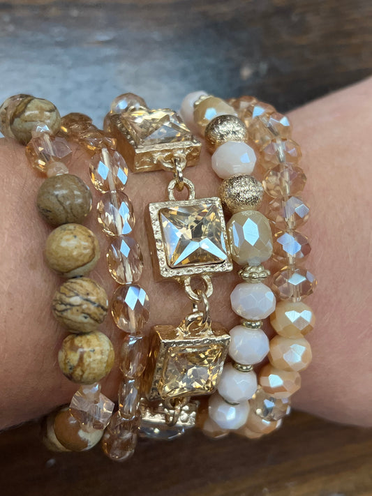 Rose Gold  Stacked Bracelet Set