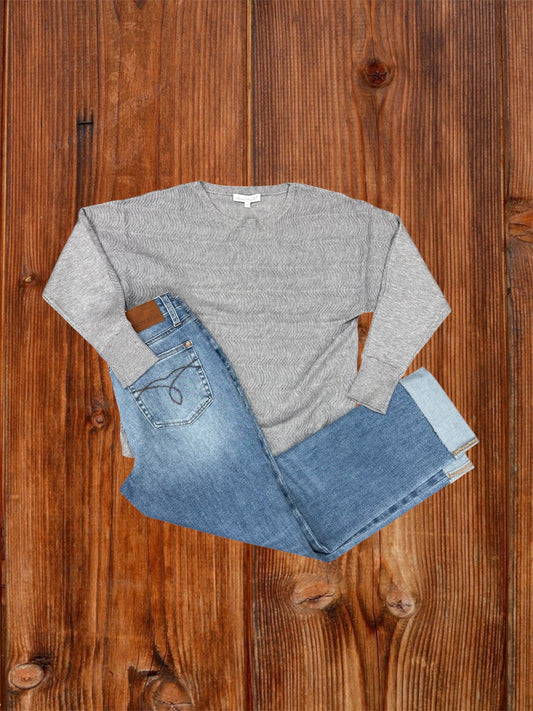Soft Textured Wavey Grey Sweater