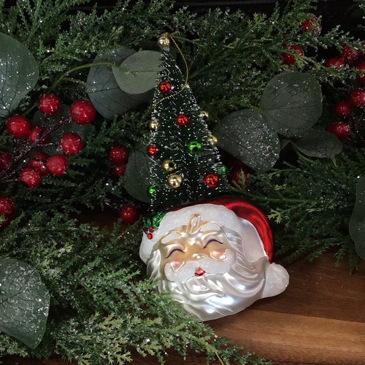 Santa Bottle Brush Tree Ornament