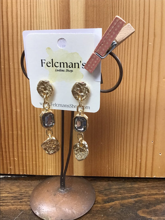 Gold Hammered Coin With Black Diamond Crystal