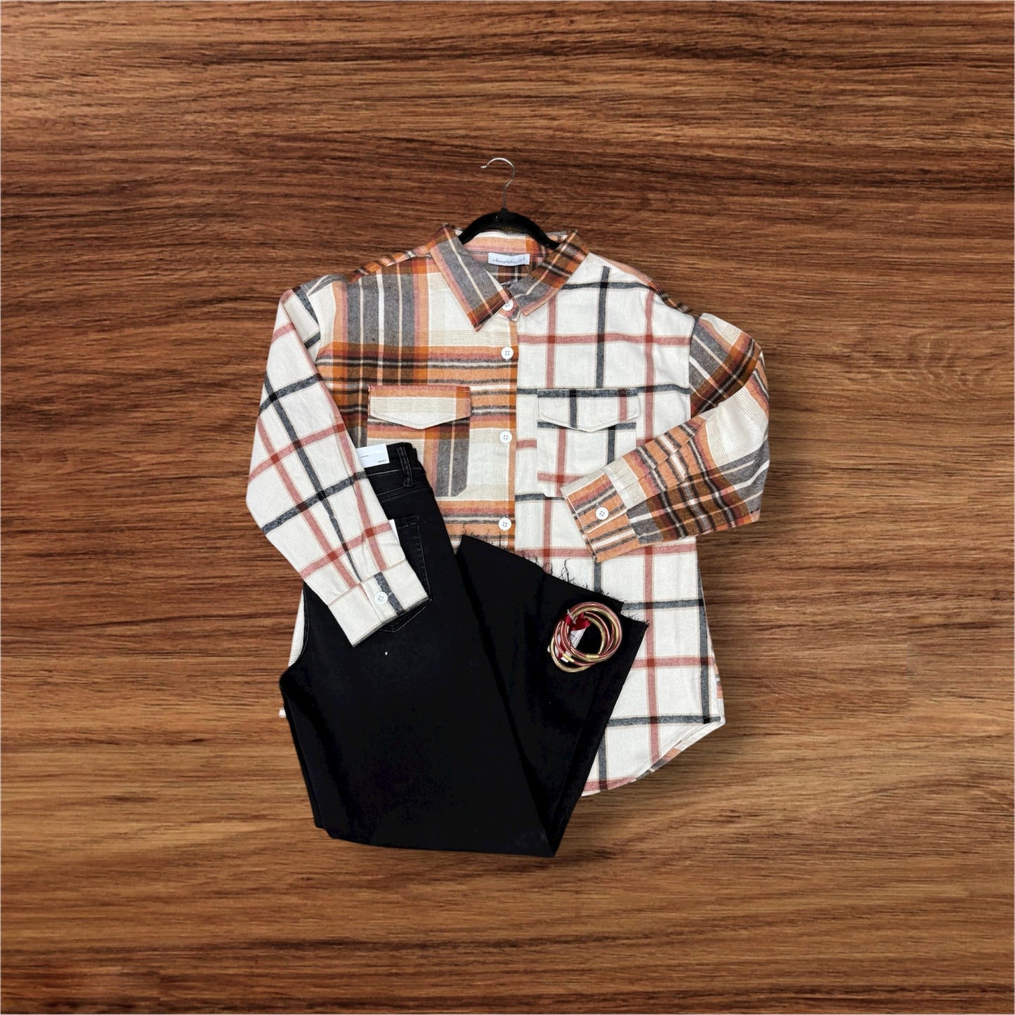 Taupe and Brown Plaid Shacket