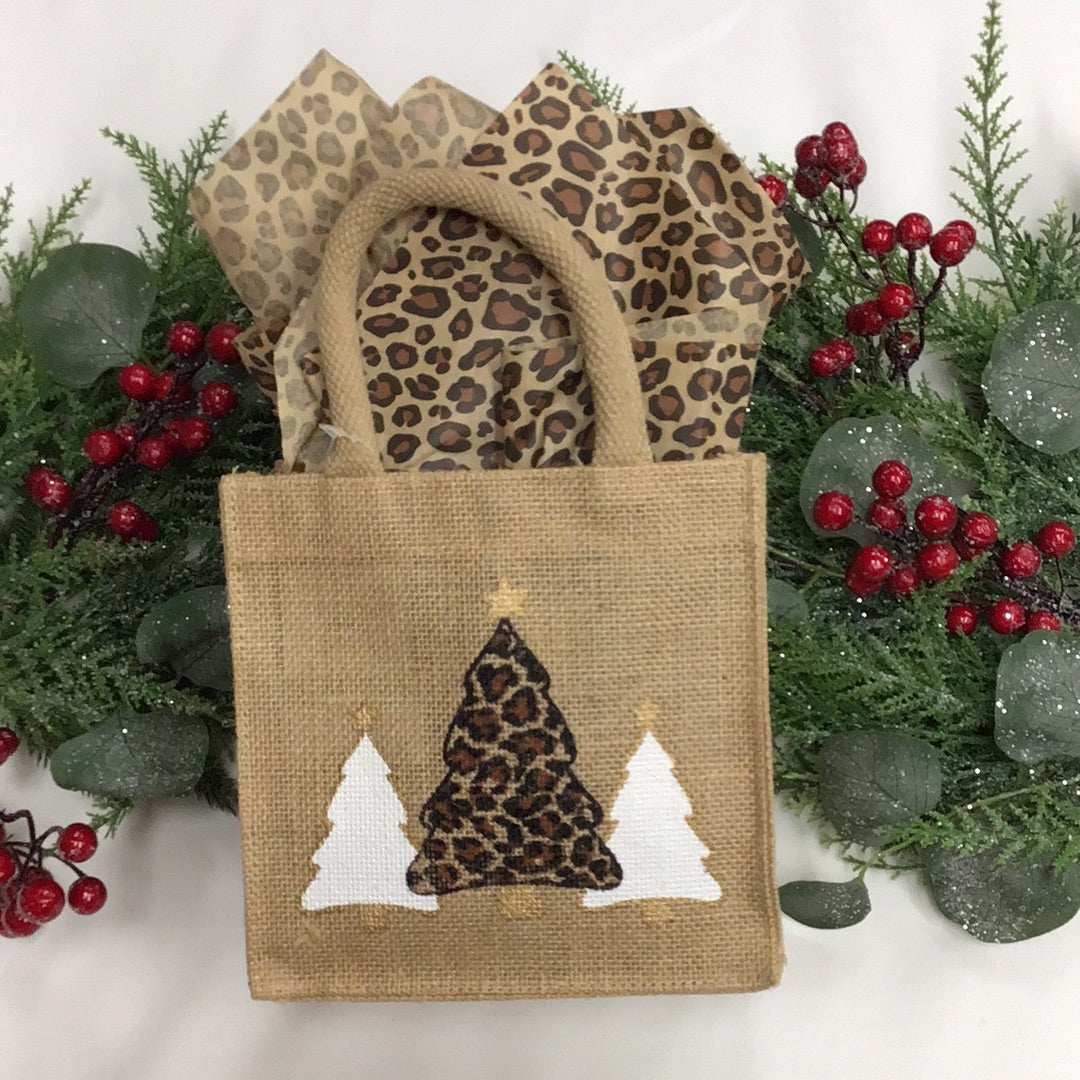 Leopard Christmas Tree Gift Tote