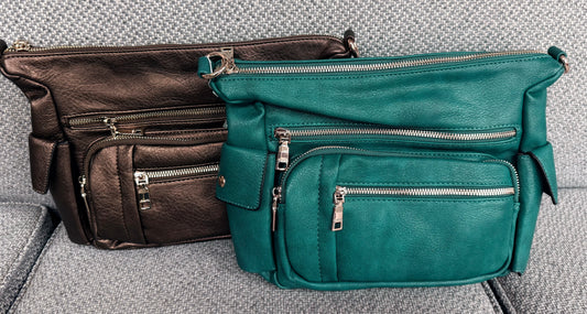 Multi Zipper Pocket Leather Purse