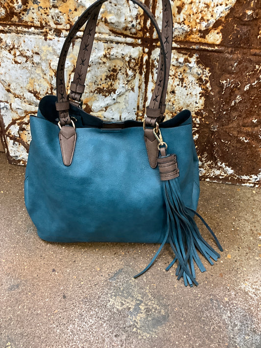 Aliza Large Tassel Purse Peacock