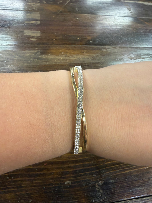 Gold & Crystal Twist Clip Bracelet