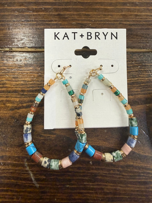 Colorful Stone Teardrop Earrings