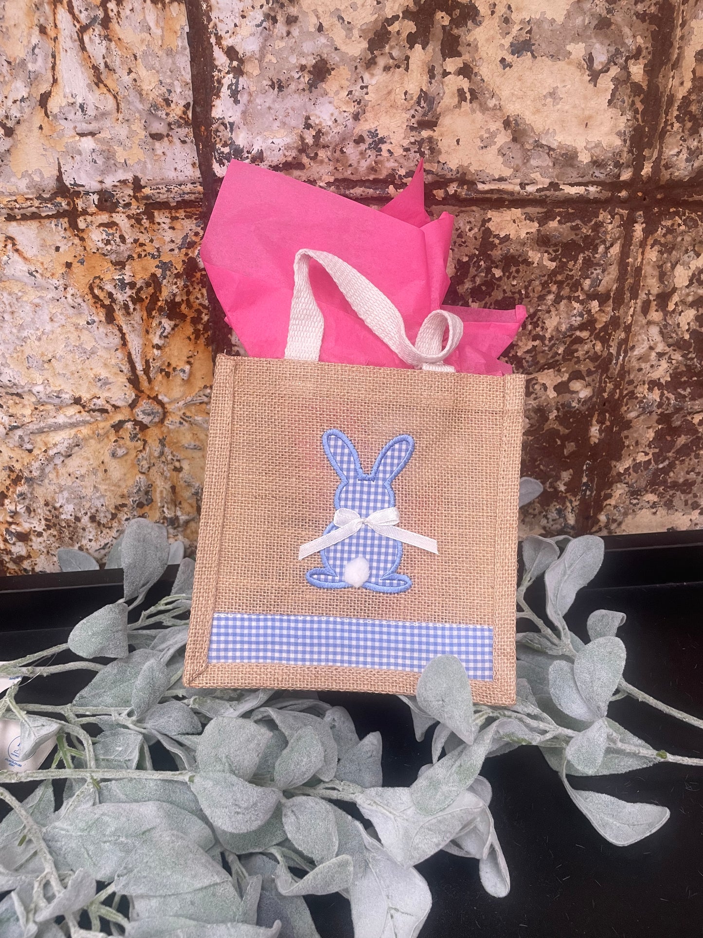 Gingham Bunny Petite Gift Tote