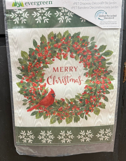 Christmas Cardinal Moire Garden Flag