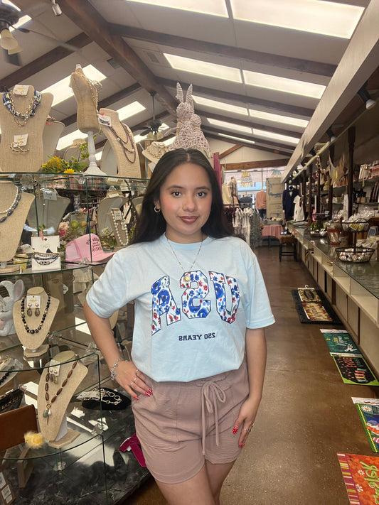 USA Light Blue Water Color T-Shirt