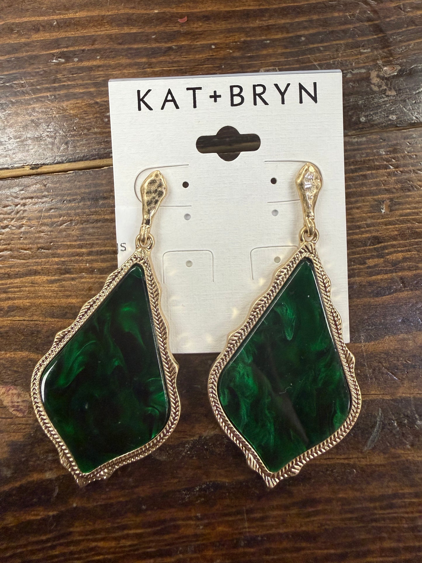 Green Stud Teardrop Earrings