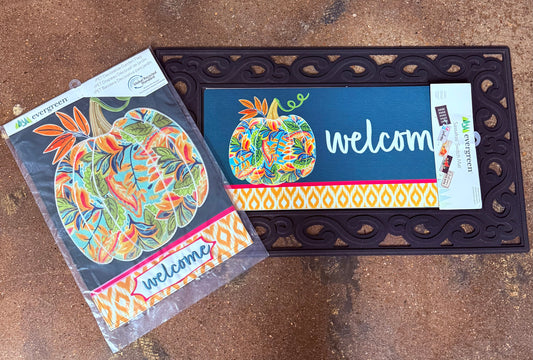 Pattern Floral Pumpkin Garden Flag