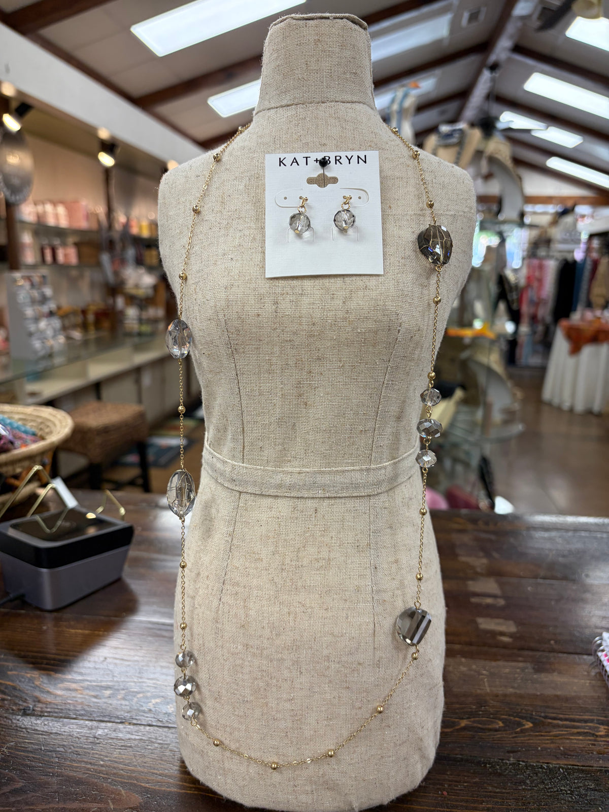 Grey Wired Wrap Necklace & Earring Set
