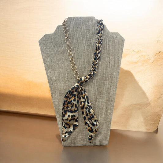 Maia Chain Leopard Scarf Necklace