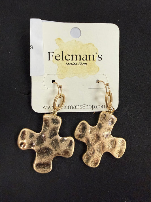 Hammered Cross Earrings