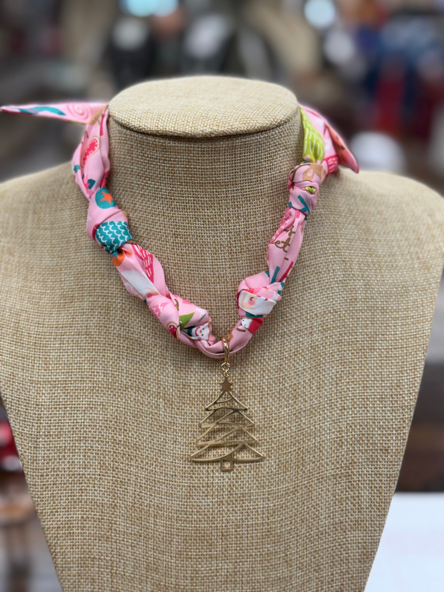 Reindeer Silk Scarf Charm Necklace