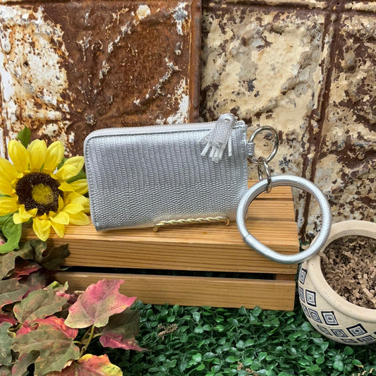 Silver Snake Skin Wristlet