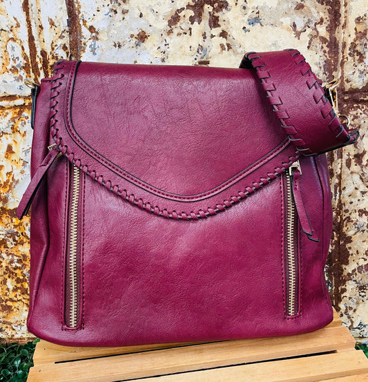 Burgundy Braided Purse