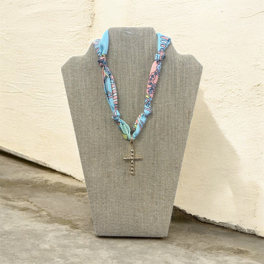 Pastel Louisa Beaded Cross Scarf