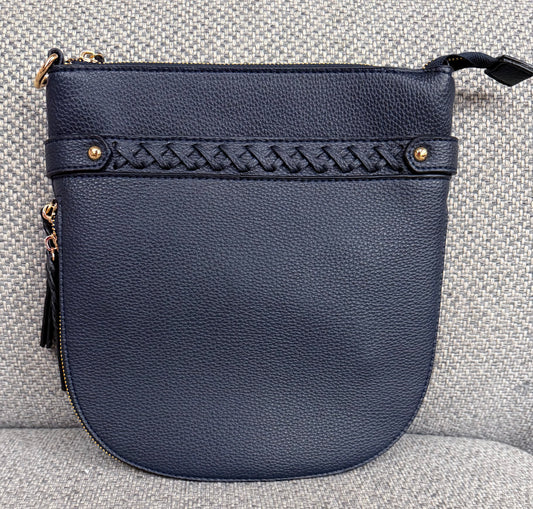 Large Braided Pocket Purse Navy