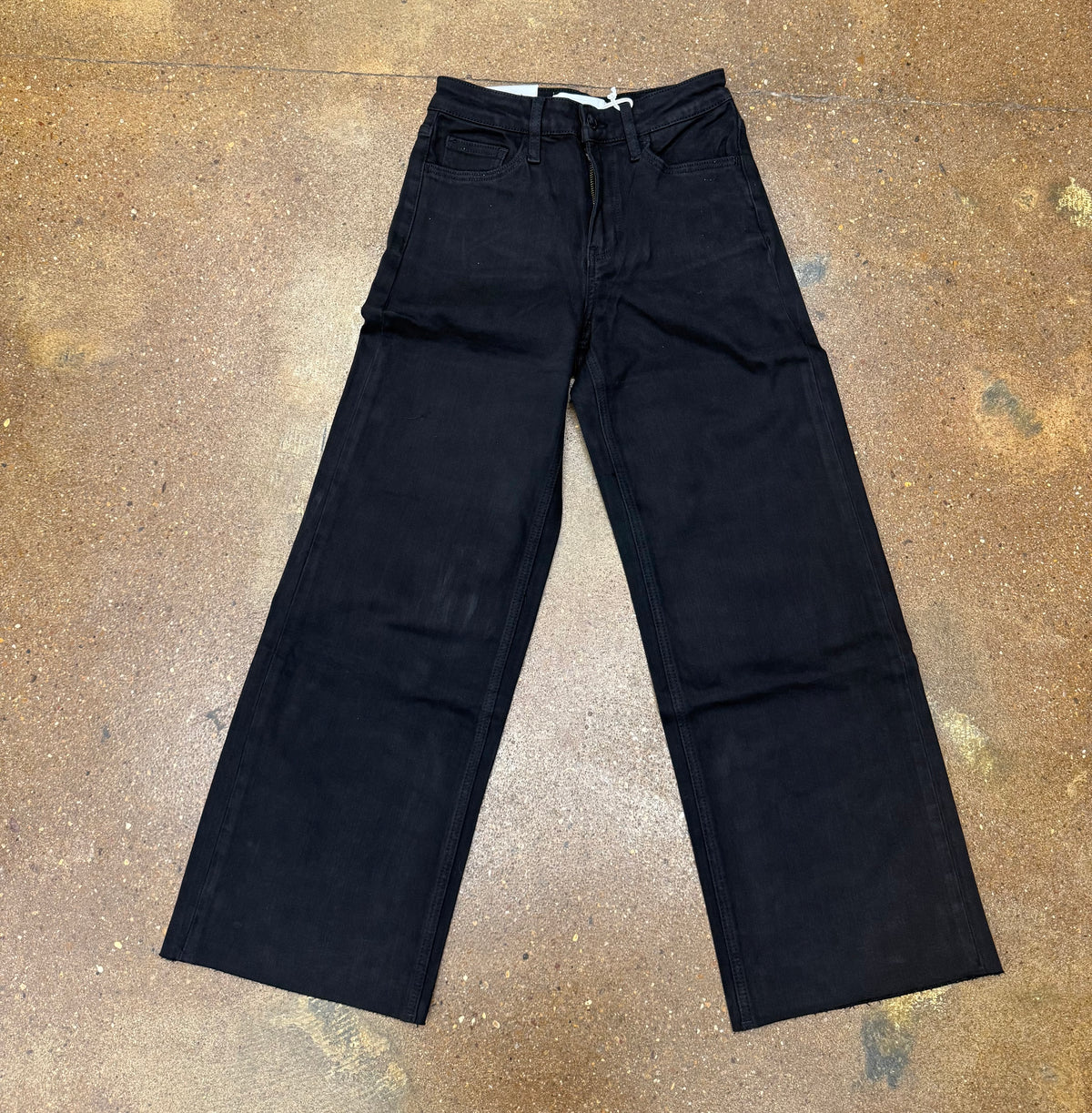 Black High Rise Crop Wide Leg Jeans