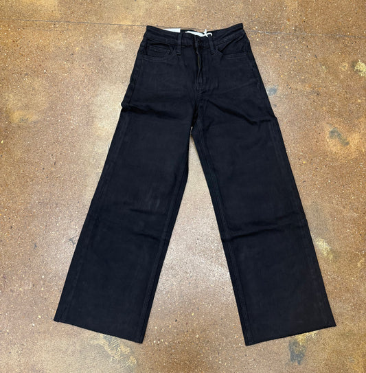 Black High Rise Crop Wide Leg Jeans