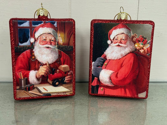 Vintage Glass Jolly Santa Ornament