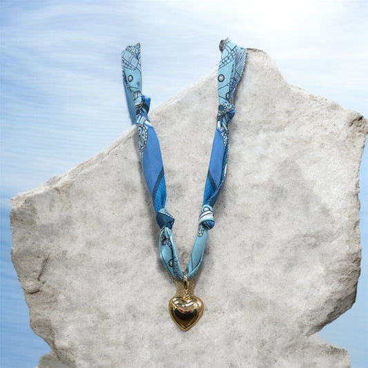 Blue/White Gabby Puffy Heart Scarf