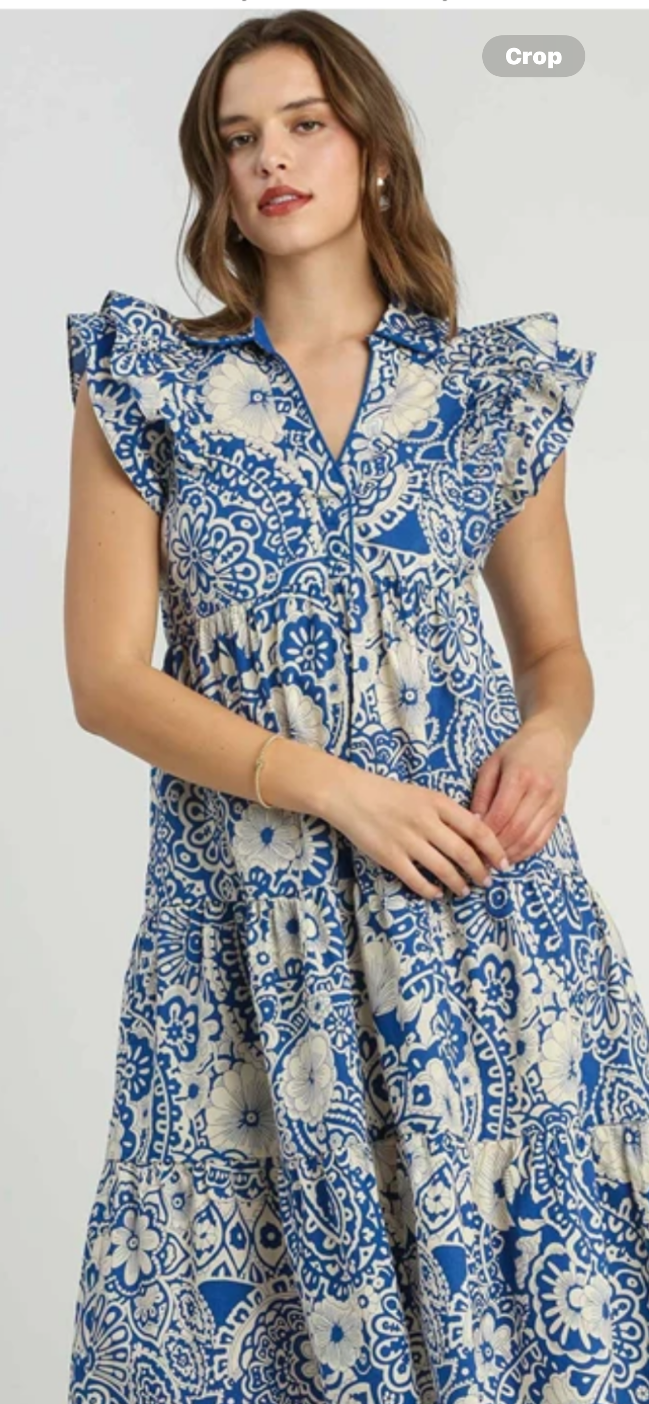 Floral Paisley Blue and White Dress