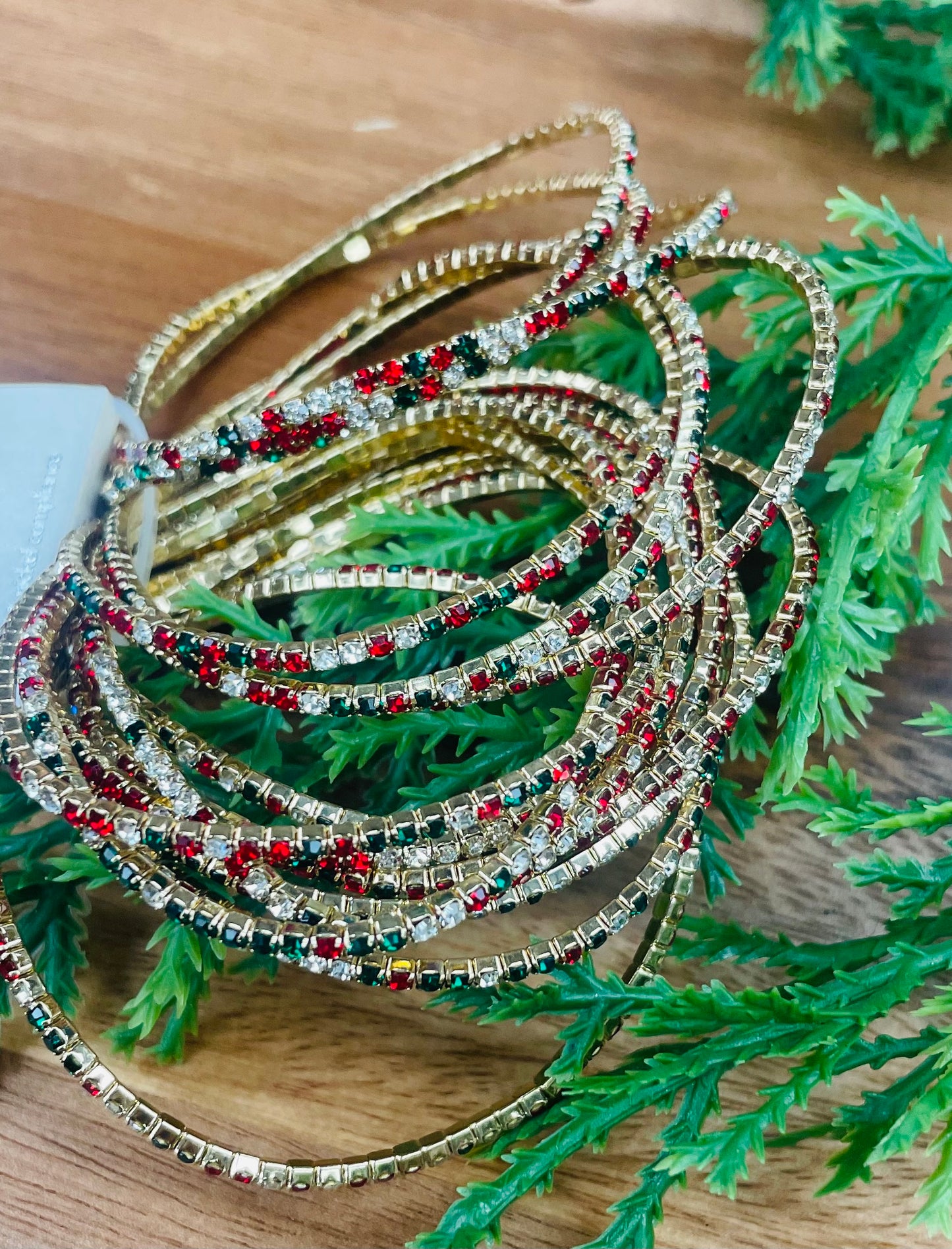 Red,Green,Clear 12 Layered Bracelets