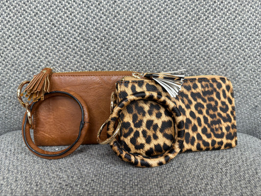 Leather Tassel Wristlet Ring Wallet