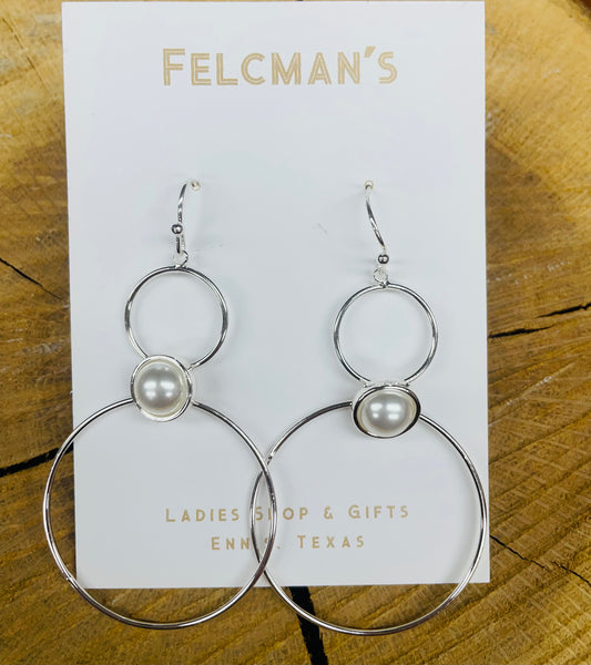 Thin Double Silver Pear Circles