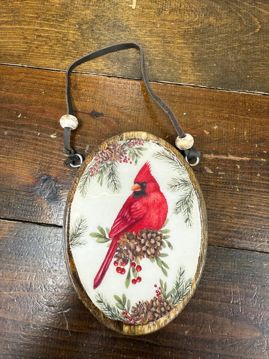 Resin Wooden Cardinal Christmas Ornaments