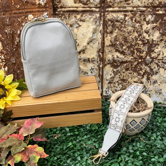 Light Grey Leather Cross Body