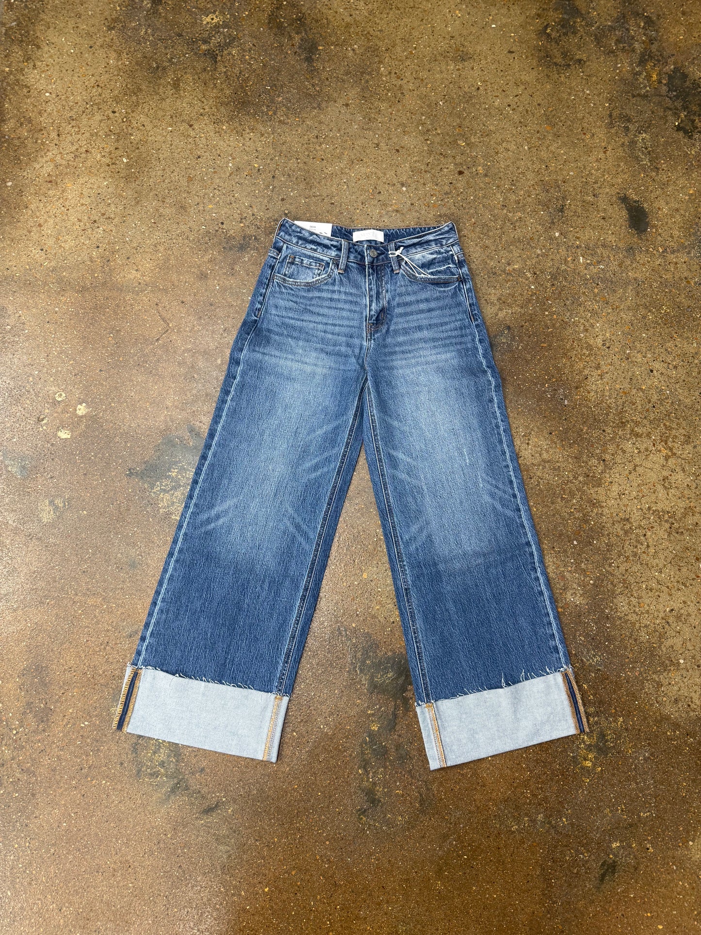 High Rise Cuffed Western Jeans