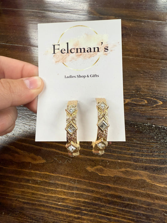 Diamond Textured Hoops