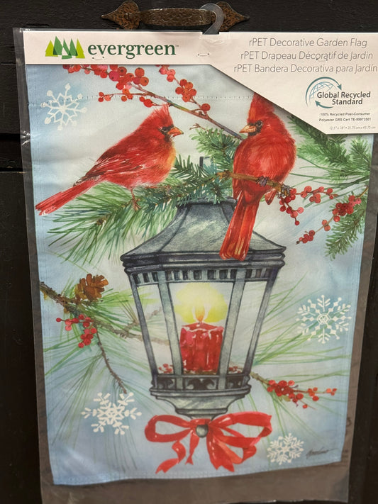 Cardinal Lantern Suede Garden Flag