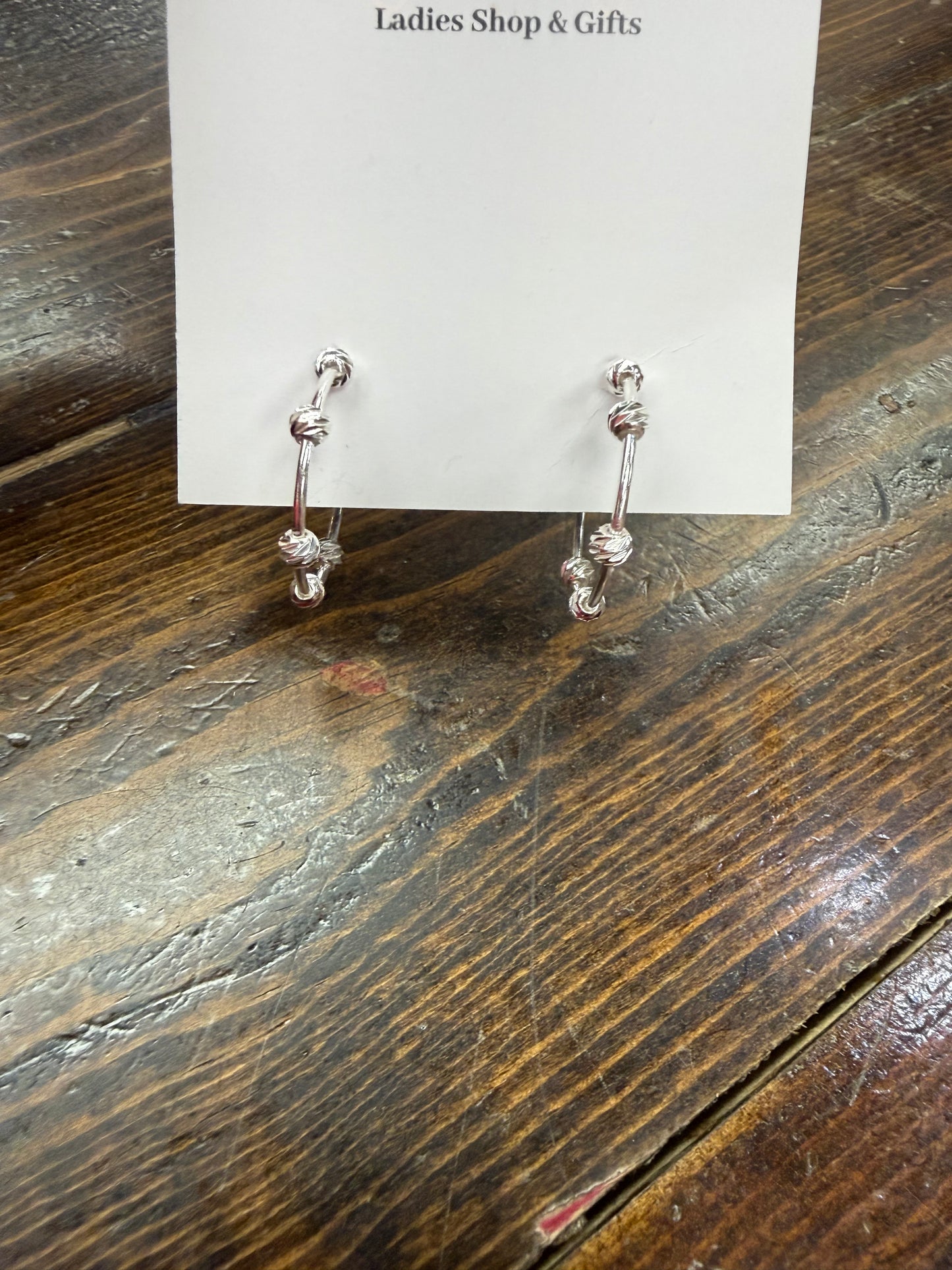 Water Resistant Silver Bar with Textured Silver Ball Hoops